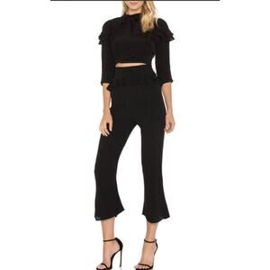 For Love & Lemons Poppy Pant Black Ruffle Trim High Waist Size Small New N19